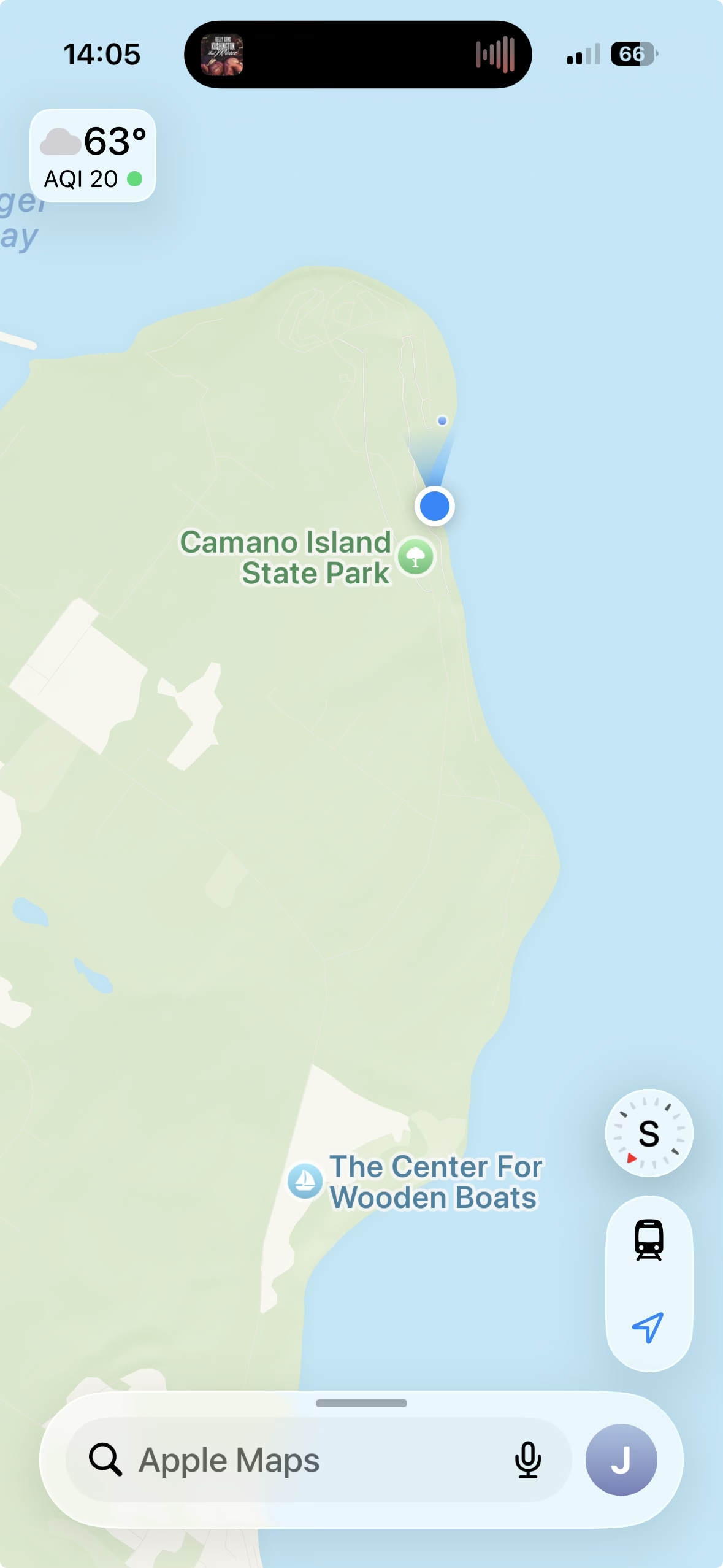 Map showing the northeast shore of Camano Island State Park