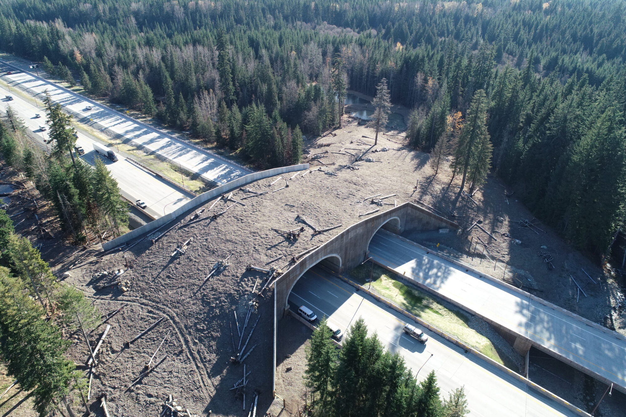 I-90 wildlife overpass aerial view