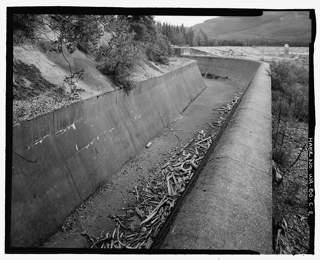 Keechelus Dam spillway, historic photo